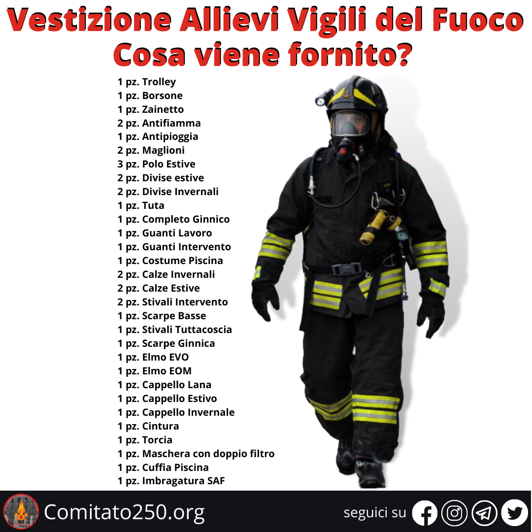 VESTIARIO ALLIEVO VIGILE DEL FUOCO: CONSIGLI E CURIOSITA' – Comitato idonei  VVF 250